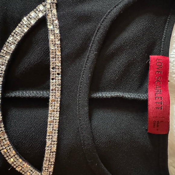 Love Scarlett Black Rhinestone Keyhole Blouse| Sparkly Dressy Top - Picture 3 of 8